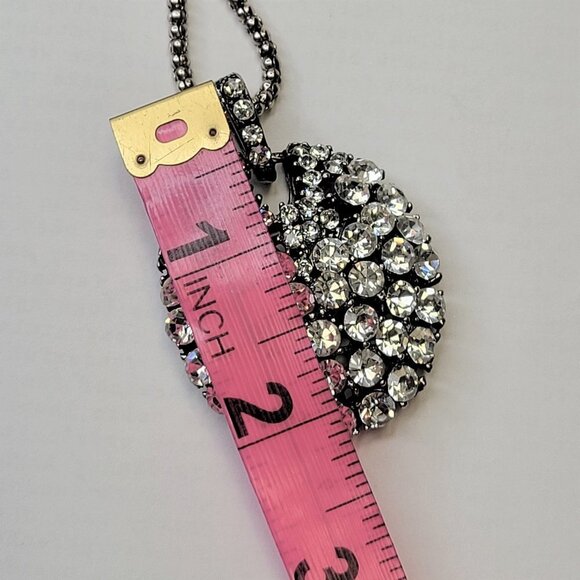 Crystal Glitter Pendant Necklace, Long Silver Tone Necklace - Picture 6 of 13